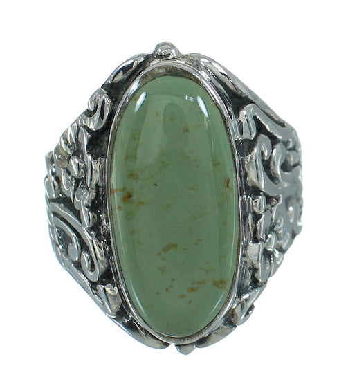 Southwestern Turquoise Genuine Sterling Silver Flower Ring Size 5-1/4 RX87411